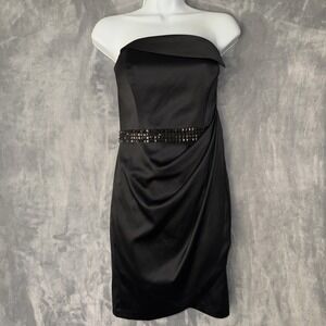 VTG Cache Black Cocktail Dress SZ 2 Sleeveless Prom Wedding Eveningwear Chic 90s